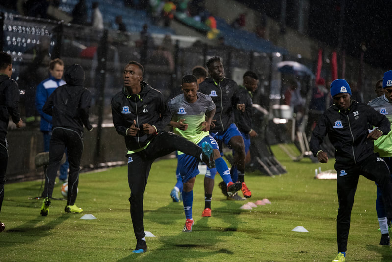 Maritzburg United players warming up before the game.
Match between Maritzburg United and Bloemfontein Celtic at the Harry Gwala Stadium on the 5th of April 2019 © Image: BOOGS Photography / Andrew Mc Fadden