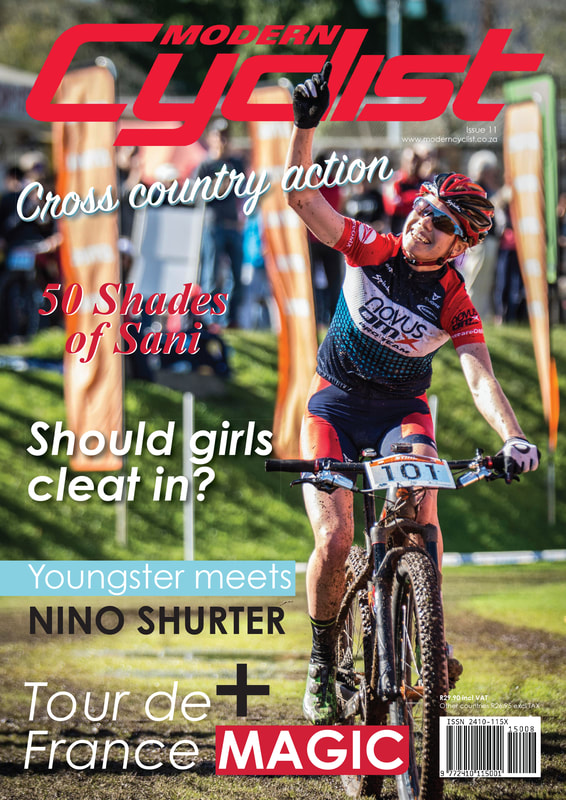 Modern Cyclist Magazine cover of Cherie Redecker winning the Woman's Elite Cycling South Africa National Championships in Stellenbosch, South Africa - Image: Andrew Mc Fadden / BOOGS Photography 