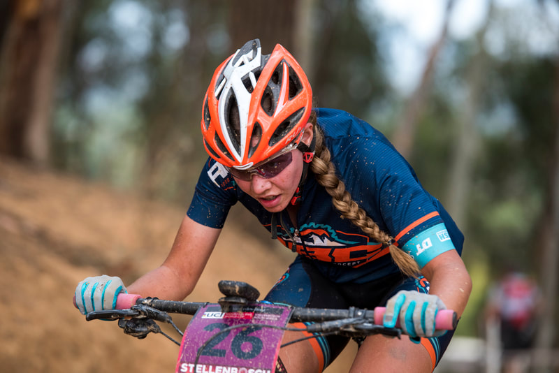 Stacy Hyslop During the 2018 UCI MTB World Cup held in Stellenbosch, South Africa. Image: BOOGS Photography / Andrew Mc Fadden