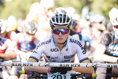 World Champion, Cameron Wright, focused and relaxed before the start of his race at the Cycling SA cup series, Cascades