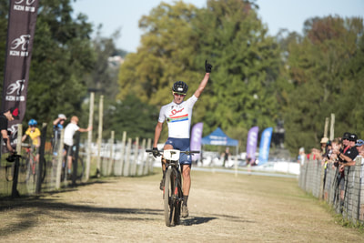 Alan Hatherly, Team Spur, Celebrates in victory at the Cycling SA Cup Series, Cascades 