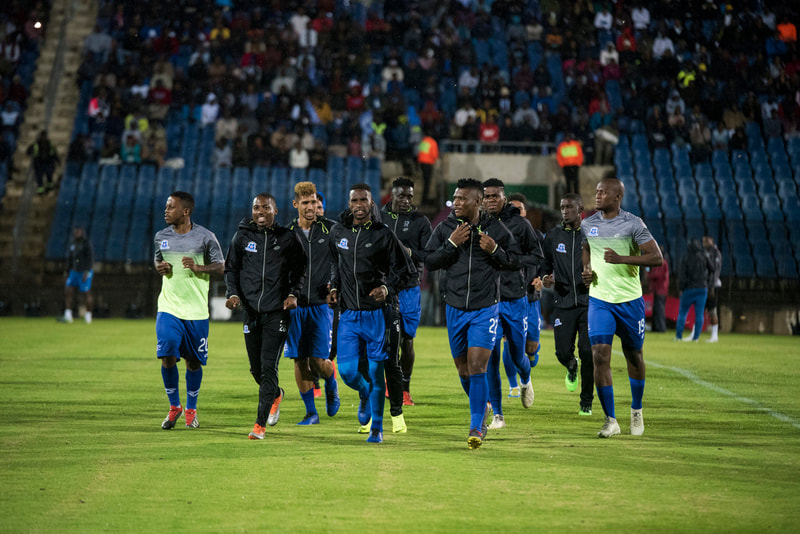 Maritzburg United head out to warm up.
Match between Maritzburg United and Bloemfontein Celtic at the Harry Gwala Stadium on the 5th of April 2019 © Image: BOOGS Photography / Andrew Mc Fadden
