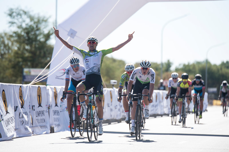 Gustav Basson(TEAM TEG CONTINENTAL) wins stage 1 of the Tour de Limpopo 2019. Image: © BOOGS Photography / Andrew Mc Fadden
