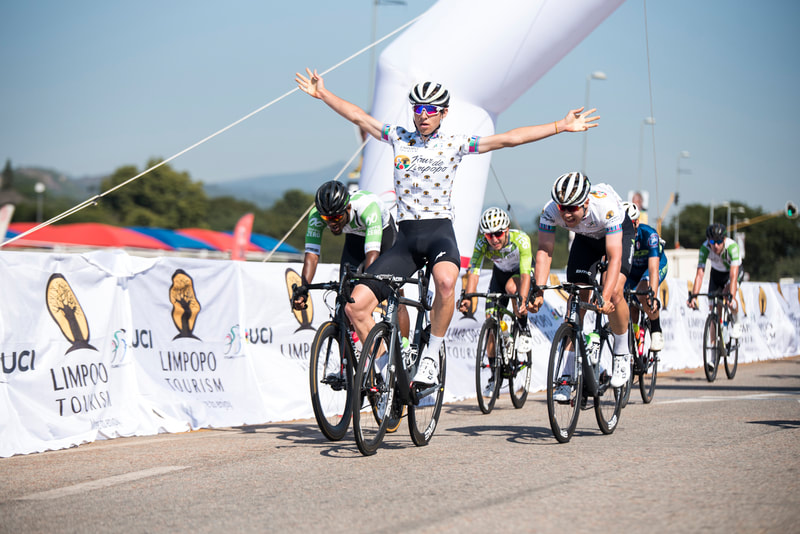 Connor Brown(DIMENSION DATA FOR QHUBEKA CONTINENTAL TEAM) wins stage 2 of the Tour de Limpopo 2019. Image: © BOOGS Photography / Andrew Mc Fadden