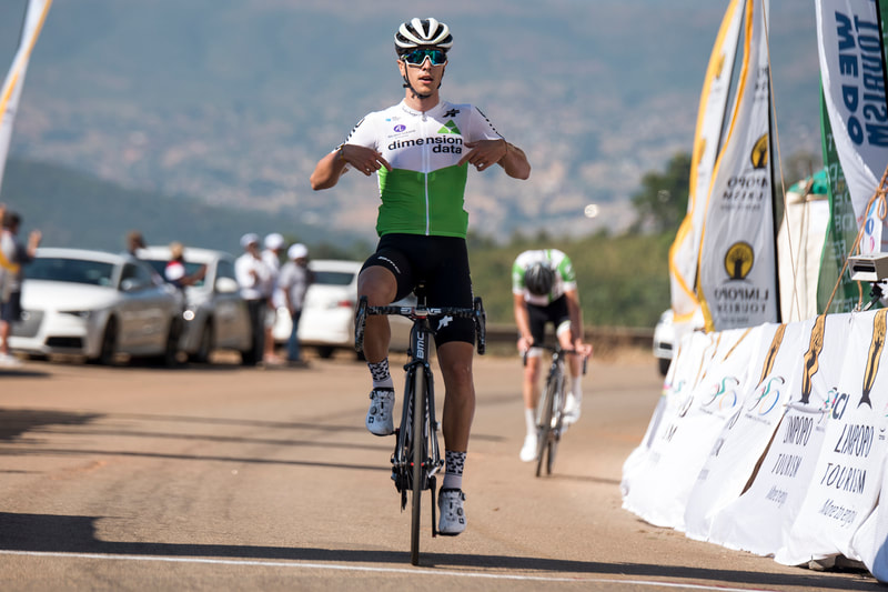 Samuele Battistella(DIMENSION DATA FOR QHUBEKA CONTINENTAL TEAM) wins stage 3 of the Tour de Limpopo 2019. Image: © BOOGS Photography / Andrew Mc Fadden