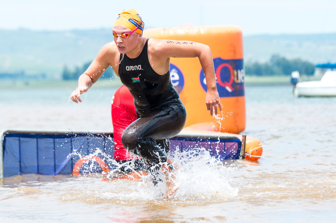 Michelle Weber at the Midmar Mile during #ThrowBackThursday . Image: BOOGS Photography / Andrew Mc Fadden