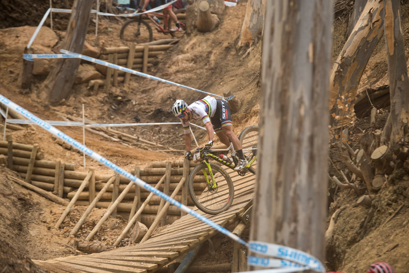 Nino During the 2018 UCI MTB World Cup held in Stellenbosch, South Africa. Image: BOOGS Photography / Andrew Mc Fadden